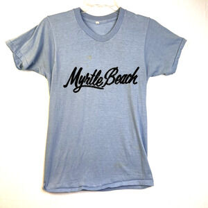 Vintage Myrtle Beach T Shirt Women's Medium Blue 1980's Festival Summer Casual